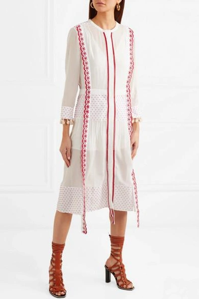 Shop Altuzarra Grenelle Broderie Anglaise-trimmed Swiss-dot Cotton And Chiffon Midi Dress In White