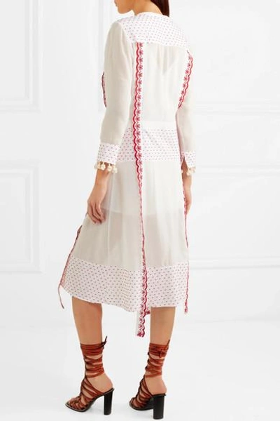 Shop Altuzarra Grenelle Broderie Anglaise-trimmed Swiss-dot Cotton And Chiffon Midi Dress In White