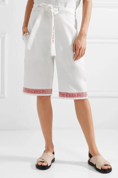 Shop Jw Anderson Tea Towel Woven Linen Shorts In White