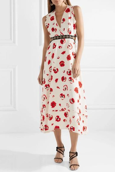 Shop Proenza Schouler Cutout Floral-print Crepe Midi Dress In White