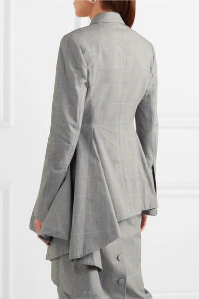 Shop Off-white Asymmetric Checked Cotton Blazer In Gray