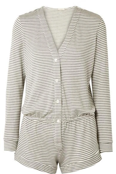 Shop Eberjey Sadie Striped Stretch-modal Jersey Playsuit In Gray