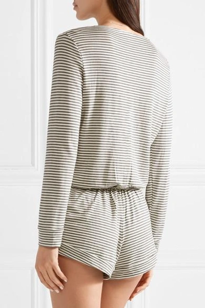 Shop Eberjey Sadie Striped Stretch-modal Jersey Playsuit In Gray