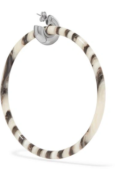 Shop Balenciaga Acrylic And Silver-tone Hoop Earrings