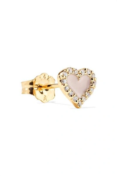Shop Alison Lou Heart 14-karat Gold, Diamond And Enamel Earring
