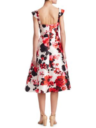 Shop David Meister A-line Floral Dress In Pink Multi