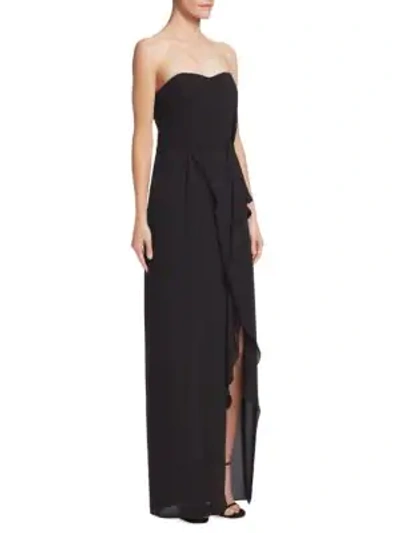 Shop Halston Heritage Strapless Ruffle Gown In Black