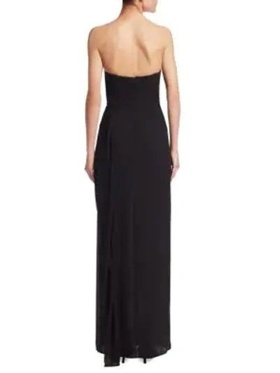 Shop Halston Heritage Strapless Ruffle Gown In Black
