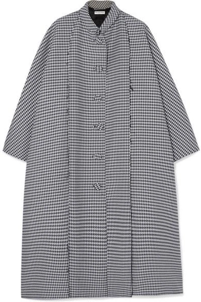 Shop Balenciaga Oversized Houndstooth Wool And Silk-blend Crepe Coat In Gray