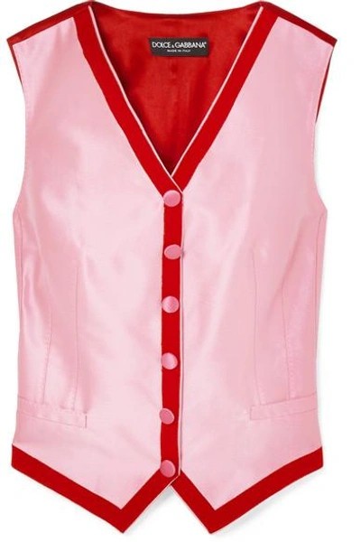 Shop Dolce & Gabbana Two-tone Faille Vest In Pink