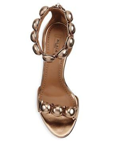 Shop Alaïa Studded Stiletto-heel Leather Sandals In Metallic