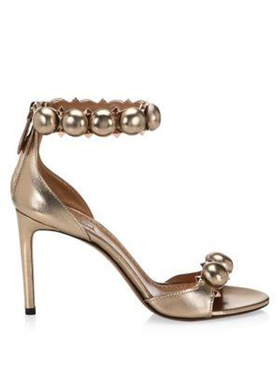 Shop Alaïa Studded Stiletto-heel Leather Sandals In Metallic