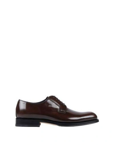 Shop Pollini Laced Shoes In Dark Brown