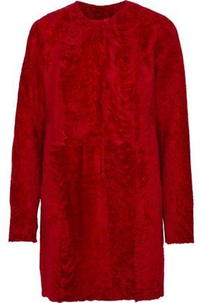 Shop Drome Woman Reversible Shearling Coat Red