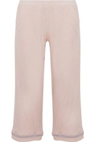 Shop Skin Woman Cropped Pima Cotton-jersey Pajama Pants Peach