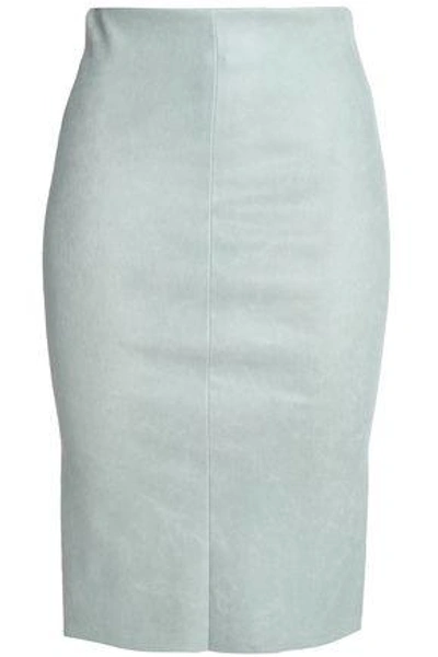 Shop Drome Distressed Leather Pencil Skirt In Mint