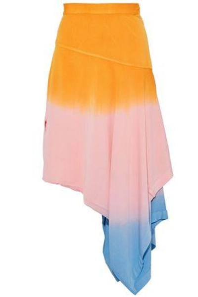 Shop Jw Anderson Woman Asymmetric Layered Dégradé Crepe Skirt Bright Pink