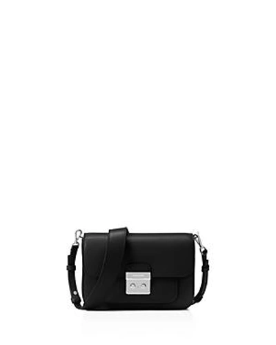 Shop Michael Michael Kors Sloan Editor Large Leather Shoulder Bag In Black/silver