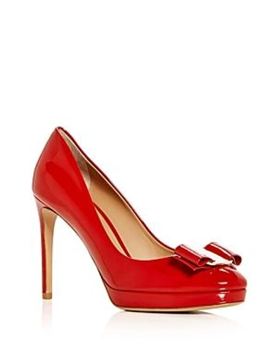 Shop Ferragamo Women's Osimo Patent Leather High-heel Platform Pumps In Lipstick