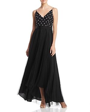 adrianna papell polka dot bodice gown