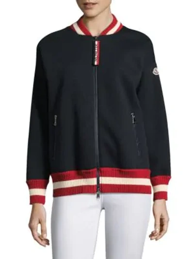 Shop Moncler Maglia Bomber Jacket In Navy