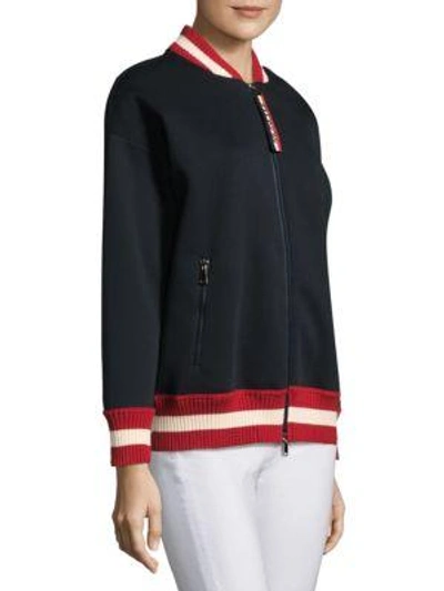 Shop Moncler Maglia Bomber Jacket In Navy