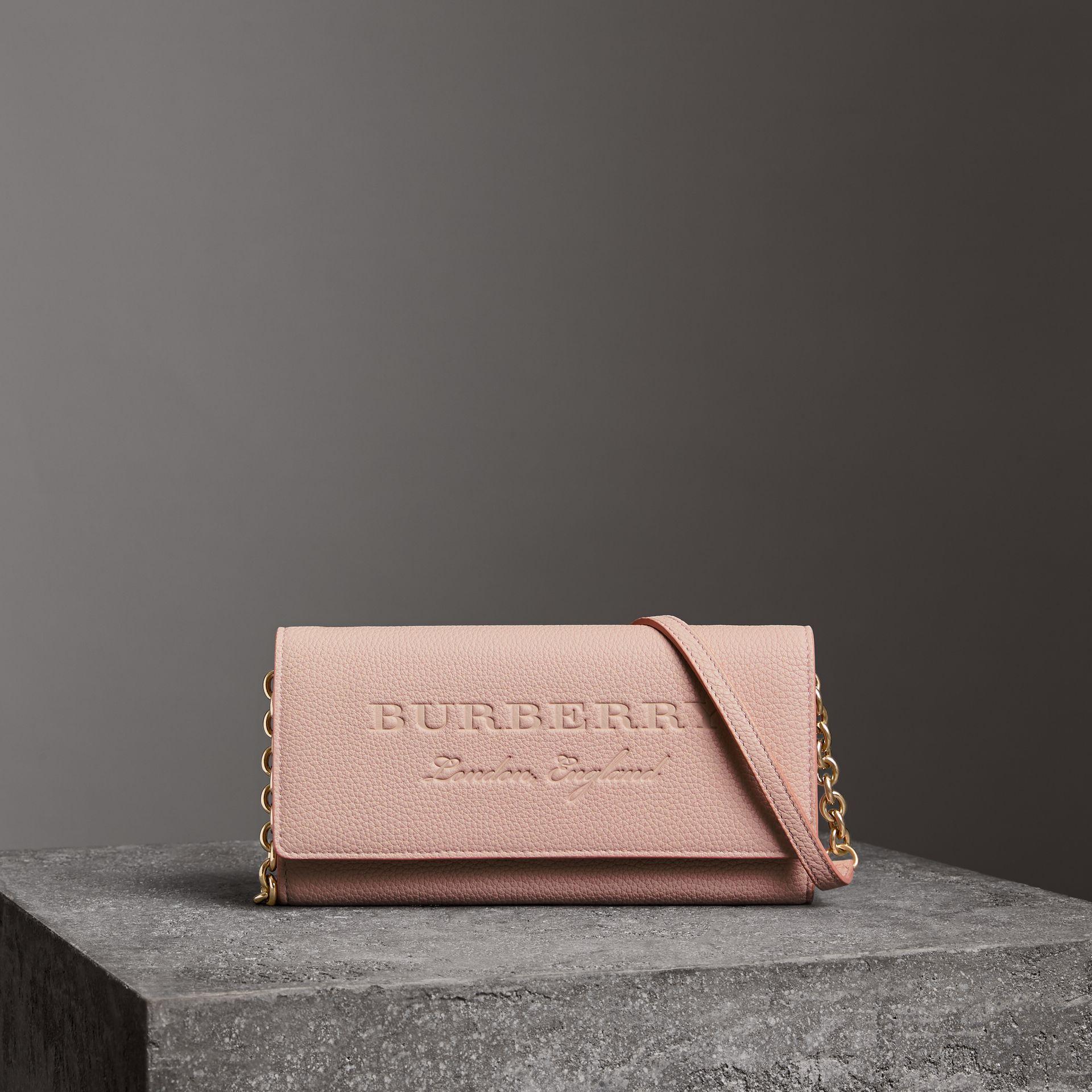 burberry embossed leather wallet with chain