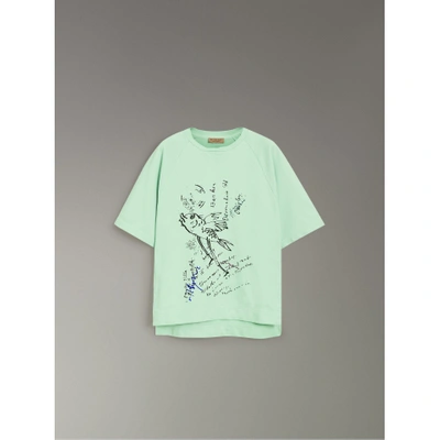 Shop Burberry Postcard Print Cotton Jersey T-shirt In Mint Green