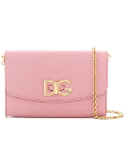 Shop Dolce & Gabbana Crossbody Wallet On Chain - Pink