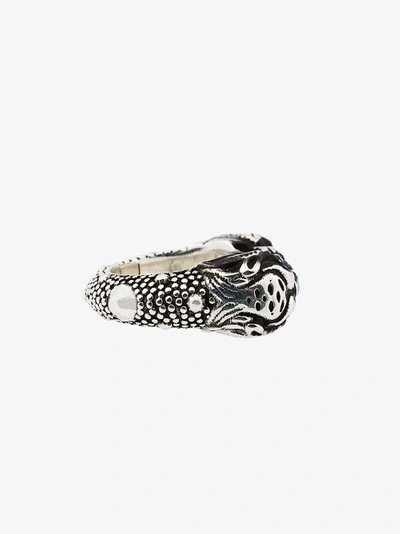 Shop Gucci Tiger Heads Ring In Metallic