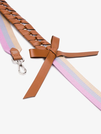 Shop Fendi Multicoloured Strap You Leather And Fabric Shoulder Strap