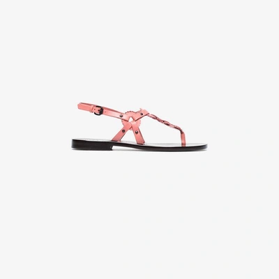 Shop Álvaro González Álvaro Pink Ando 20 Circle Detail Flat Leather Sandals In Pink/purple