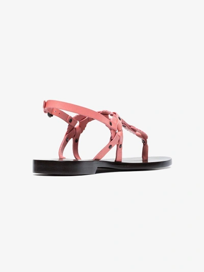 Shop Álvaro González Álvaro Pink Ando 20 Circle Detail Flat Leather Sandals In Pink/purple