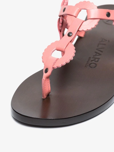 Shop Álvaro González Álvaro Pink Ando 20 Circle Detail Flat Leather Sandals In Pink/purple