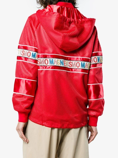 Shop Gucci Magnetismo Stripe Net Jacket In Red