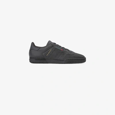 Shop Yeezy Black Powerphase Leather Sneakers