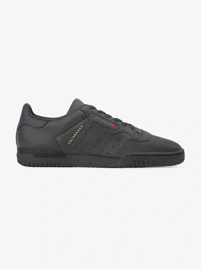 Shop Yeezy Black Powerphase Leather Sneakers