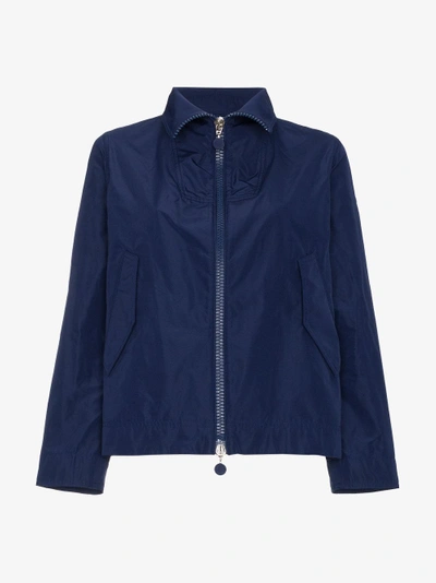 Shop Moncler High Neck Cropped Jacket In Blue