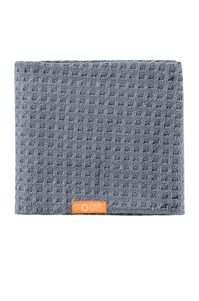 Shop Aquis Waffle Luxe Hair Towel In Moody Grey