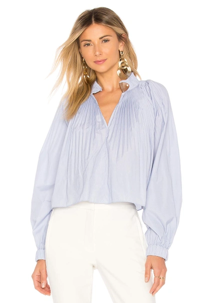 Shop Tibi Cropped Edwardian Top In Blue