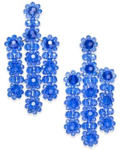 Shop Kate Spade New York Gold-tone Colored Bead Flower Drop Earrings In Blue