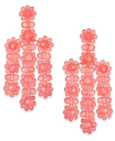 Shop Kate Spade New York Gold-tone Colored Bead Flower Drop Earrings In Pink