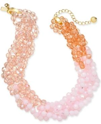 Shop Kate Spade New York Gold-tone Colored Bead 18" Torsade Necklace In Blush Multi