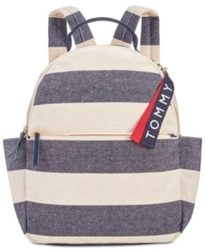 Shop Tommy Hilfiger Classic Woven Rugby Backpack In Navy/natural