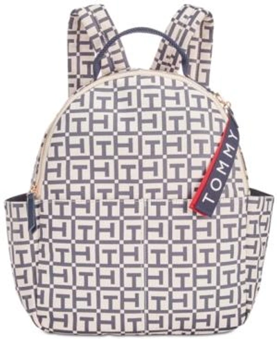 Shop Tommy Hilfiger Classic Tommy Logo Canvas Medium Backpack In Navy/frenchblue