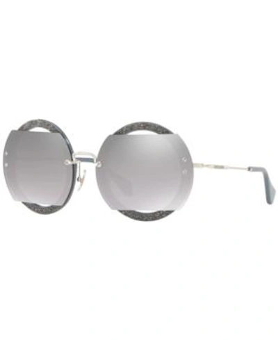 Shop Miu Miu Sunglasses, Mu 06ss In Silver Mirror/gray