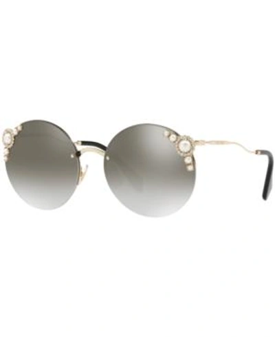 Shop Miu Miu Sunglasses, Mu 52ts In Silver Mirror/gold