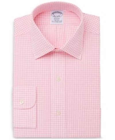 Shop Brooks Brothers Men's Slim-fit Non-iron Stretch Gingham Dress Shirt In Pink