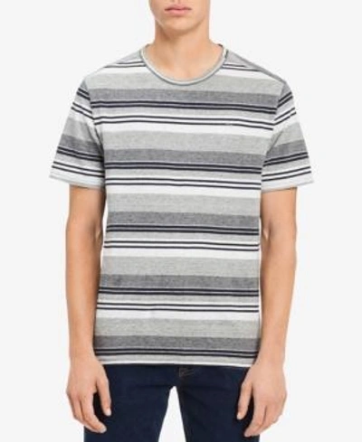 Shop Calvin Klein Jeans Est.1978 Men's Stripe T-shirt In Mixed Granite Heather