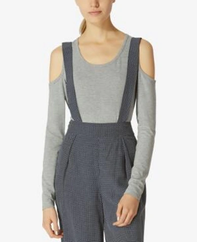 Shop Avec Les Filles Cold-shoulder Bodysuit In Heather Grey